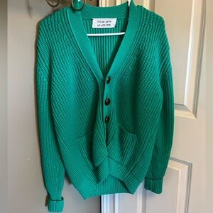 Italian boutique green chunky sweater cardigan  bottega veneta STYLE size small
